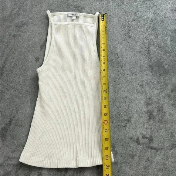 Agolde Top Womens Size Small White Square Neck Ribbed Knit Tank Top Mina Tank - Picture 2 of 10